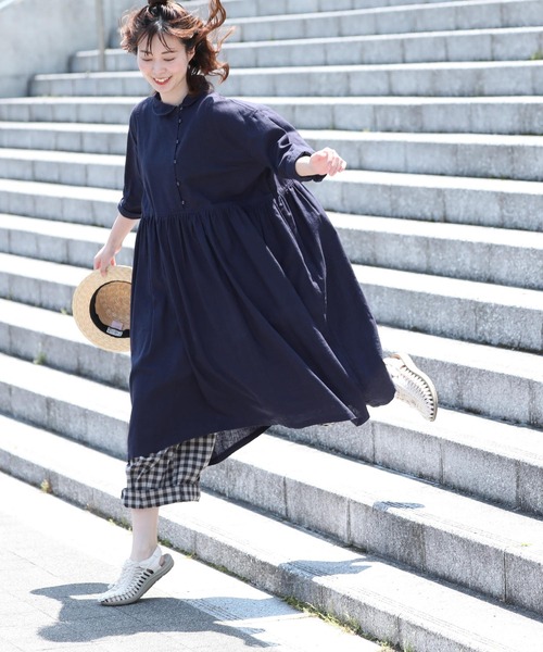 「soulberry」 7分袖ワンピース LL ネイビー レディース_画像7