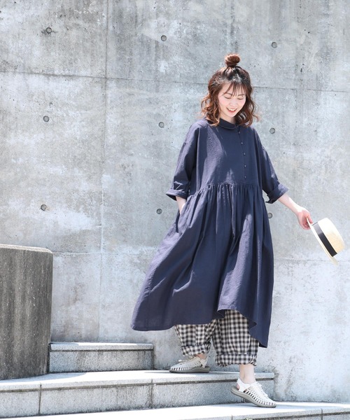 「soulberry」 7分袖ワンピース LL ネイビー レディース_画像8
