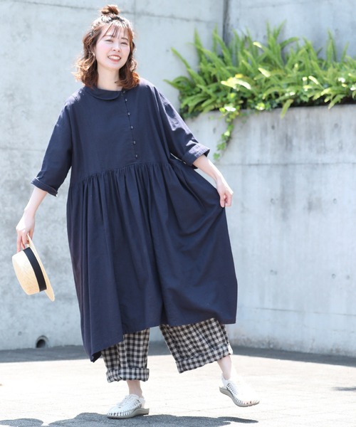 「soulberry」 7分袖ワンピース LL ネイビー レディース_画像9