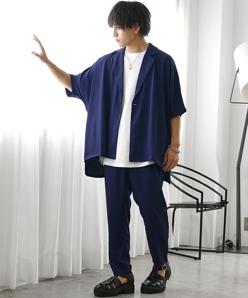 NO ID　ドルマンジャケット　スラックスパンツ　セットアップ　ノーアイディー NO ID. - 【no id】セットアップ スーツ ジャケット パンツ s