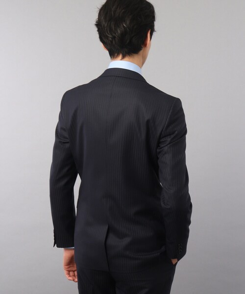 【極美品・現行】タケオキクチ スーツ 黒 L ストライプ シャイニーヘリンボン TAKEO KIKUCHI（タケオキクチ） セレモニースーツ セットアップ 入学式