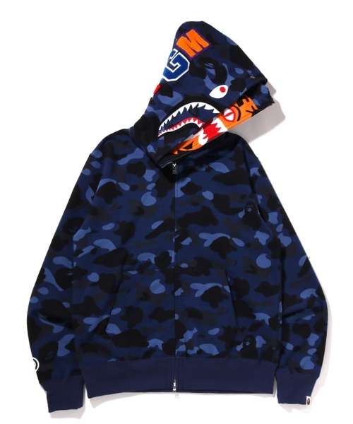 パーカー COLOR CAMO TIGER SHARK WIDE FULL ZIP DOUBLE HOODIE M