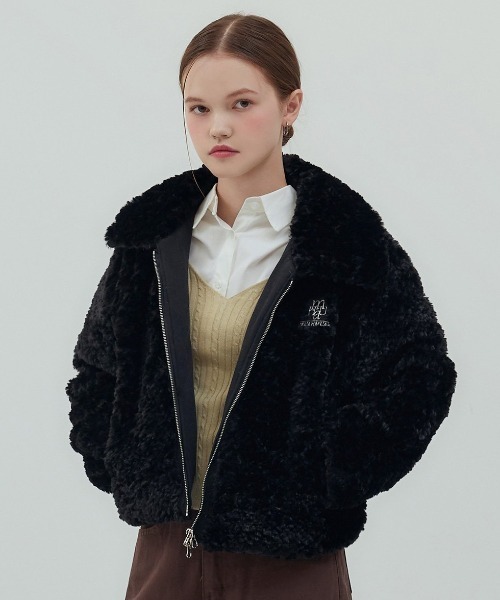 ブルゾン アウター A'GEM/9 × .kom「muah muah/ムーアムーア」COLOR FUR ZIPUP JACKET/カラーファージップ