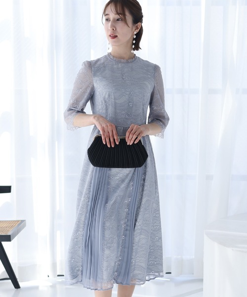 PourVous ドレス 結婚式 パーティードレス シフォンロング＆七分
