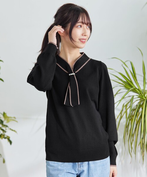 ニット セーター パール付きボウタイニット / 1215170512 レディース パール付きボウタイニット | PROPORTION BODY DRESSING