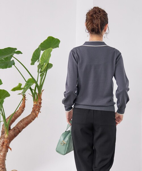tシャツ 「洗える」配色ボウタイのニットトップス レディース Alotta 【美人百花掲載】配色ボウタイニットトップス