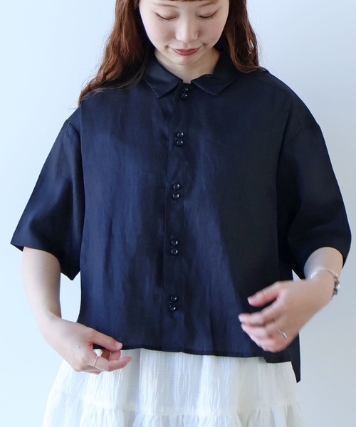 ブラウス シャツ 60sフレンチリネン boy shirt レディース