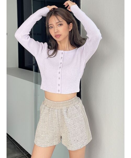 GYDA パンツ サイドラインツイードショートパンツ レディース