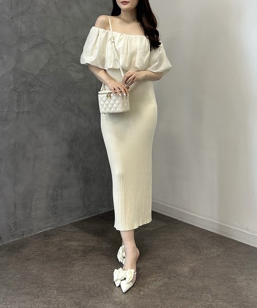 eimy istoire バルーンオフショルダーニットワンピース eimy istoire ワンピース バルーンオフショルダーニット