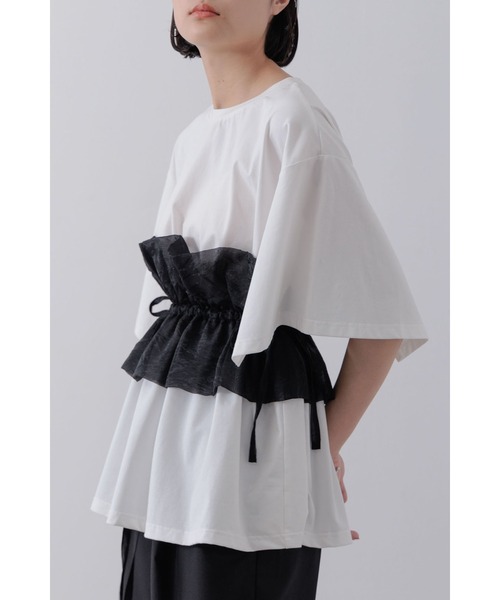 23区 オーガンジービスチェコンビ カットソー❤︎未着用 23区 tシャツ 「杏さん着用/WEB＆一部店舗限定カラーあり