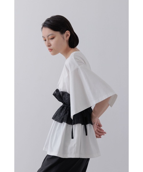 Limue tシャツ オーガンジービスチェカットソー レディース