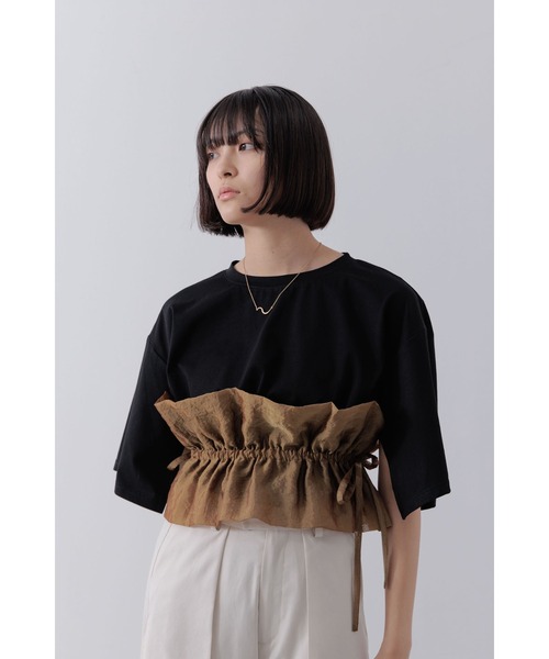 Limue tシャツ オーガンジービスチェカットソー レディース