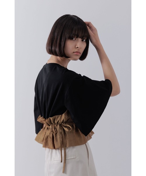 Limue tシャツ オーガンジービスチェカットソー レディース