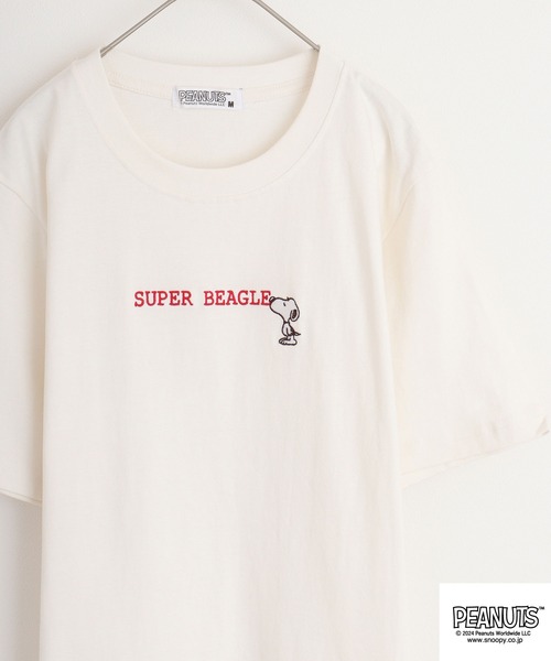 PEANUTS tシャツ 天竺ワンポイント刺繍Tシャツ メンズ