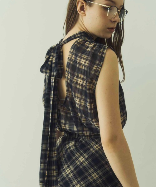 ブラウス シャツ 「Luan」BACK RIBBON BLOUSE/バックリボンチェックブラウス レディース Luan ブラウス シャツ 「Luan」BACK RIBBON BLOUSE/バックリボン