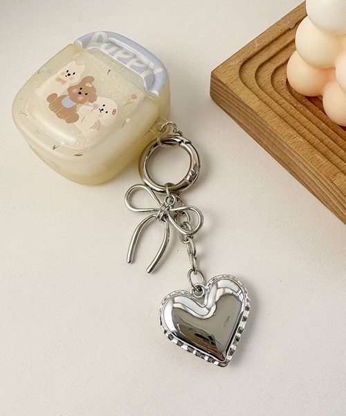 Mayree キーホルダー 「urge select」ハート×リボン シルバー