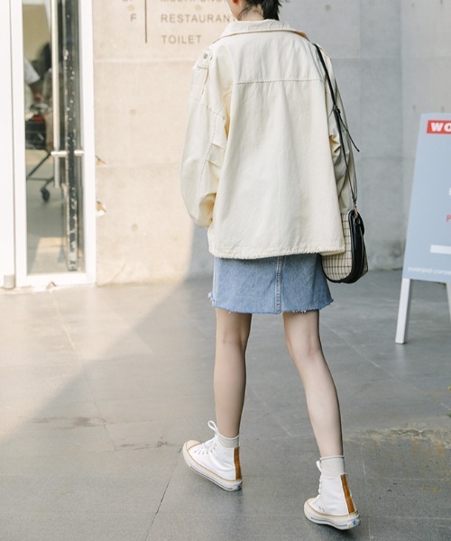 deux amour ブルゾン アウター えり付き前ジップブルゾン レディース