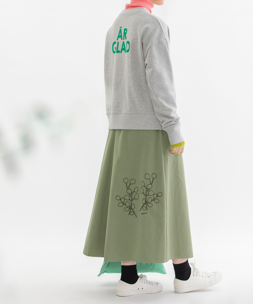 nop de nod コットンツイルユーカリ総刺繍スカート nop de nod（ノップドゥノッド） スカート コットンツイルユーカリ綿