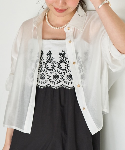 極上美品 Laboutique bon bon シアークロップドシャツ La boutique Bonbon ブラウス シャツ 「名品・新色登場