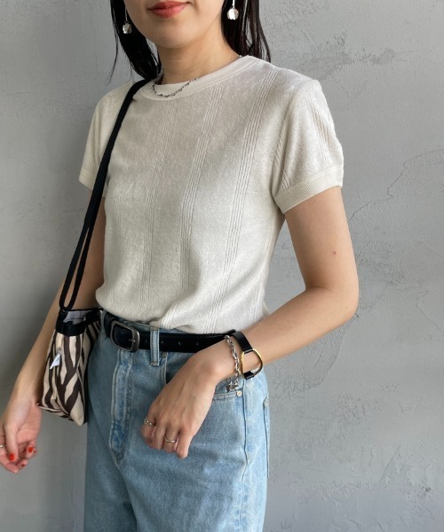 tシャツ 「MILLER/ミラー」 パネルリブ パイルカットソー レディース