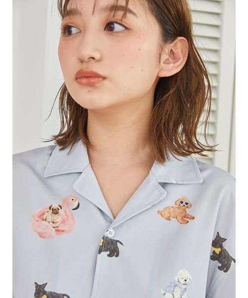 ジェラートピケ　SUMMER DOG柄　シャツ　上下セット ジェラートピケ SUMMER DOG柄 シャツ 上下セット UNISEX】SUMMER