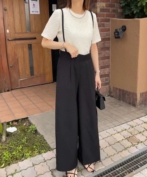サロペット オーバーオール リネンライクサスペンダー付きパンツ