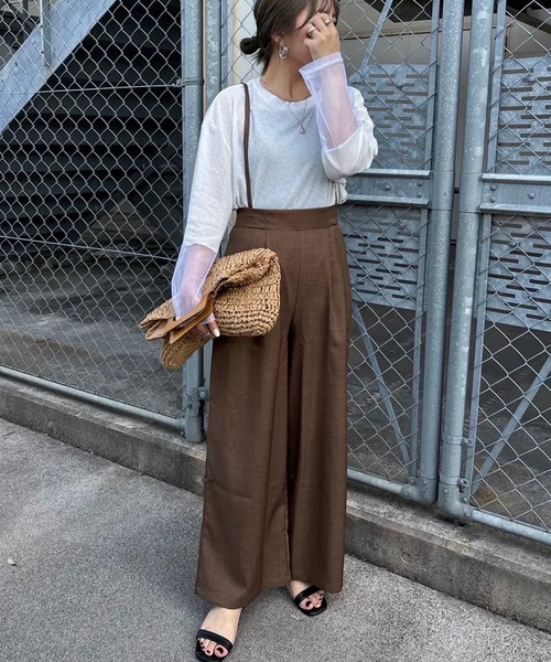 サロペット オーバーオール リネンライクサスペンダー付きパンツ