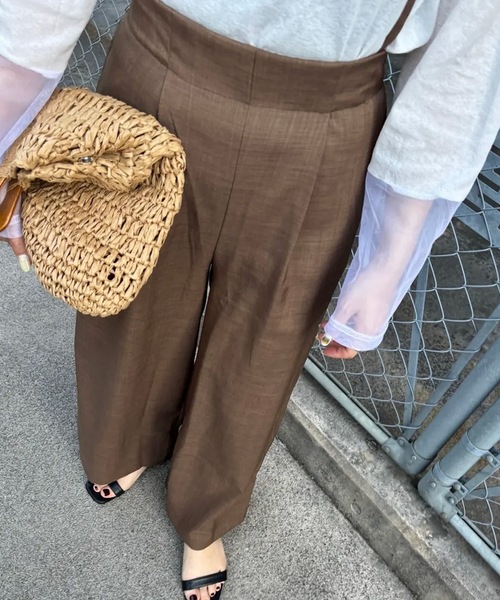 サロペット オーバーオール リネンライクサスペンダー付きパンツ