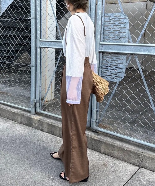 サロペット オーバーオール リネンライクサスペンダー付きパンツ