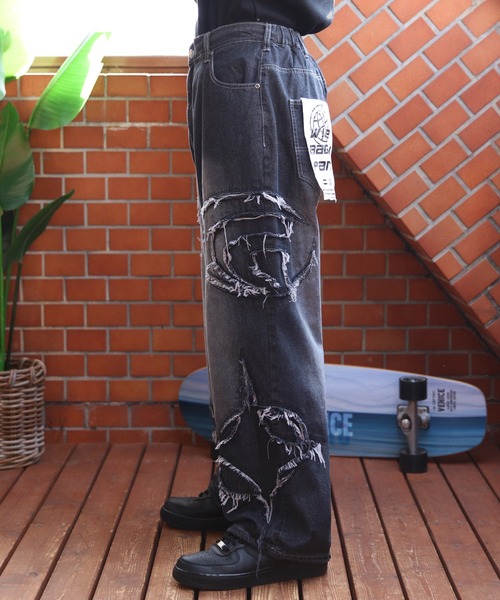F⭐︎CK 11/15 ASTTデザインバギーデニム VELNUS】【12oz】 Vintage design damaged wide baggy denim