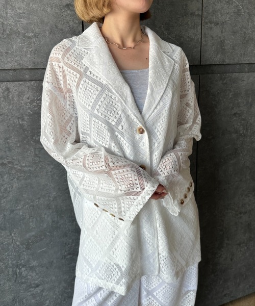 ジャケット テーラードジャケット loose over lace jacket/ルーズ