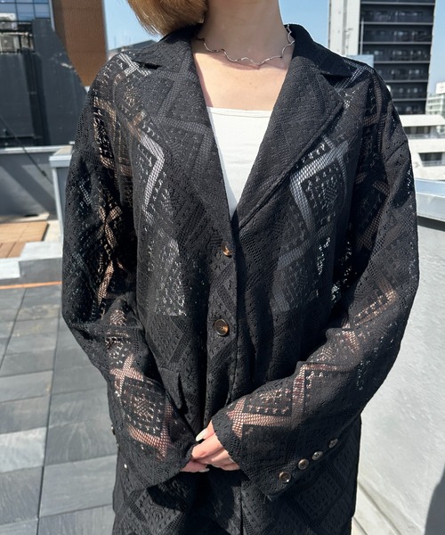 ジャケット テーラードジャケット loose over lace jacket/ルーズ
