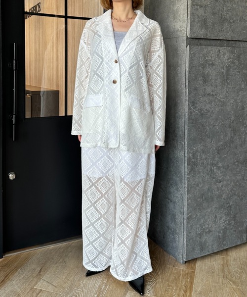 ジャケット テーラードジャケット loose over lace jacket/ルーズ