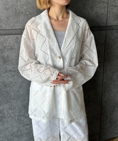 ジャケット テーラードジャケット loose over lace jacket/ルーズ