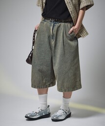 ジーンズ 限定展開 MR HEARTS/ミスターハーツ VINTAGE WASHED DENIM JORTS メンズ レディース｜ZOZOTOWN Yahoo!店