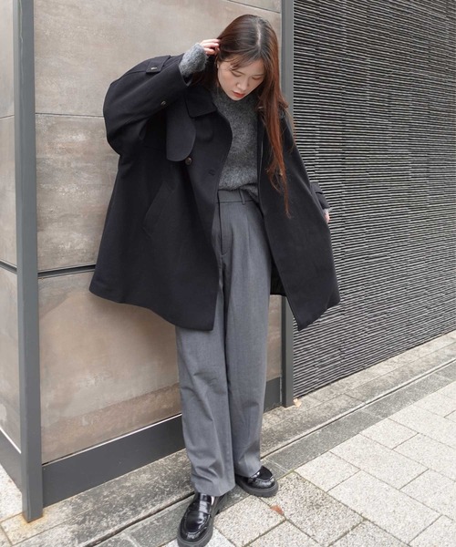 「CORNERS」 ピーコート L グレイッシュベージュ レディース_画像9