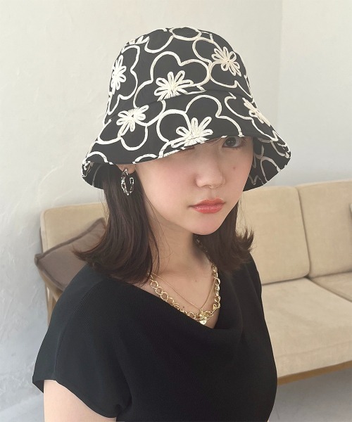 【なお様】 フラワーバケットハット 5点 帽子 ハット フラワーコード刺繍バケットハット レディース