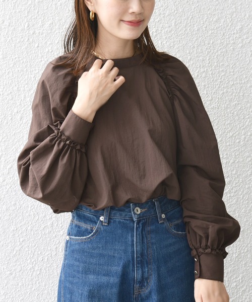 [SHIPS.me] длинный рукав блуза S Brown женский 