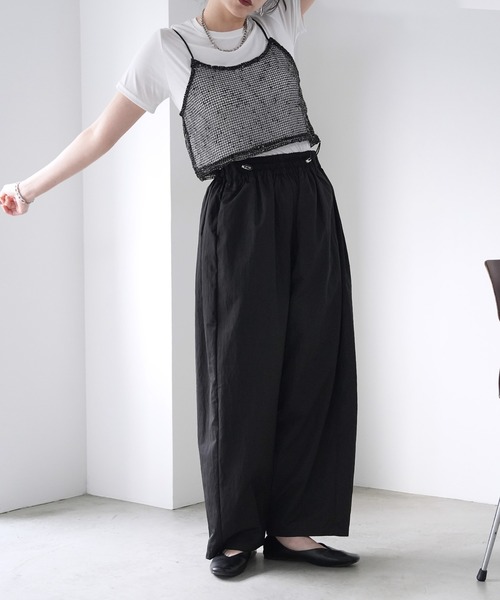 Yeoun パンツ タフタウエストドローコードコクーンパンツ レディース