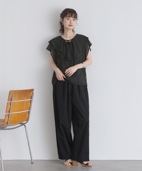 Yeoun パンツ タフタウエストドローコードコクーンパンツ レディース