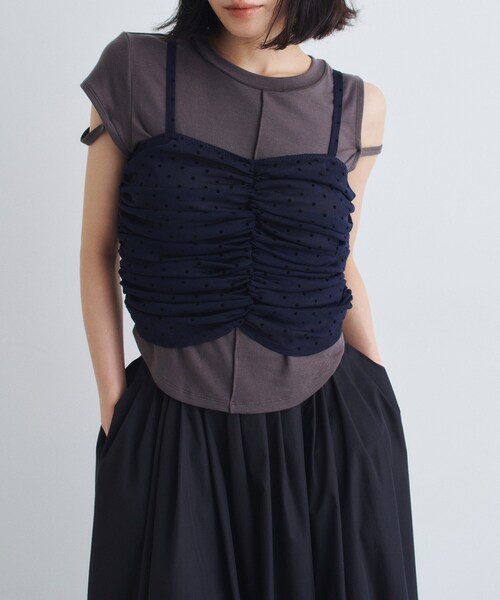 ベスト ジレ tulle dot bustier レディース