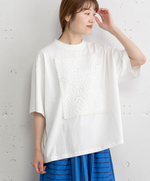 tシャツ リメイク風デザインレースTシャツ レディース