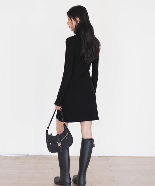 D&G ITALIA製アシンメトリータートルミニワンピース S～M アシンメトリー レース ミニワンピース