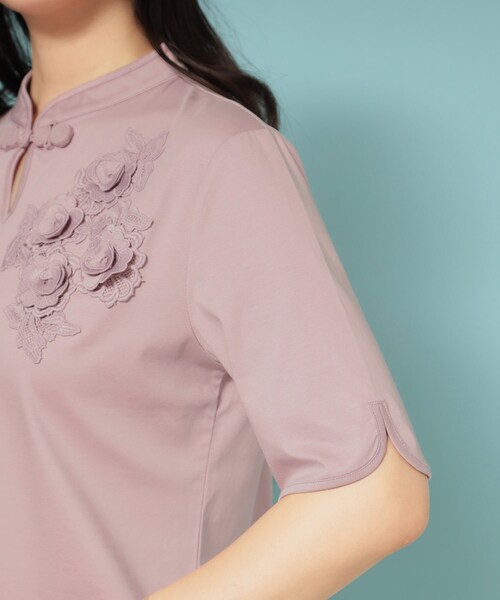 SunaUna tシャツ 「新作／チャイナカラー」半袖プルオーバー