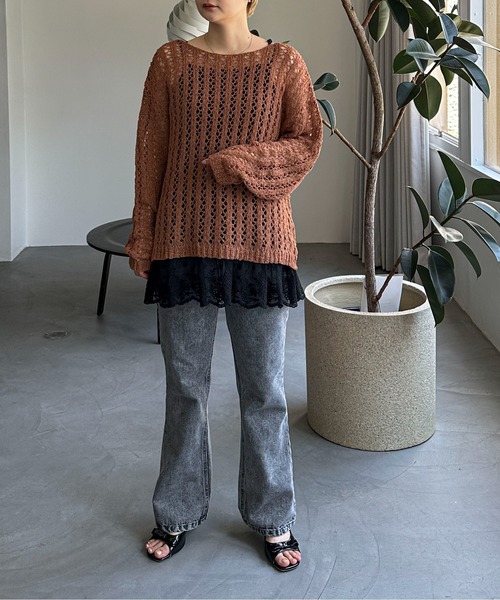 KNOT チュールニット セーター sakishimatokyo ニット セーター チュールドッキングノースリーブ