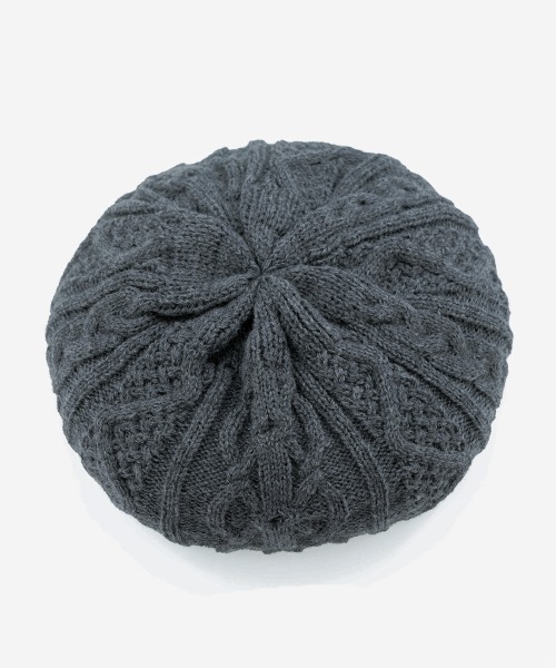 Ruben 帽子 ベレー帽 CABLE KNIT BERET/ケーブル編み ニットベレー帽