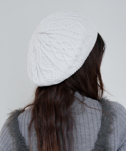 Ruben 帽子 ベレー帽 CABLE KNIT BERET/ケーブル編み ニットベレー帽