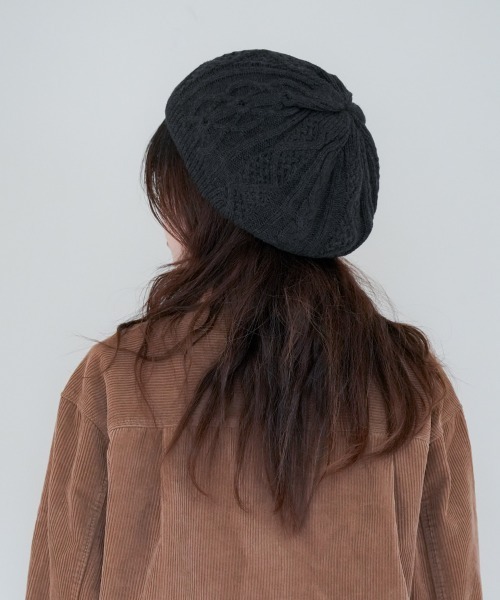 Ruben 帽子 ベレー帽 CABLE KNIT BERET/ケーブル編み ニットベレー帽