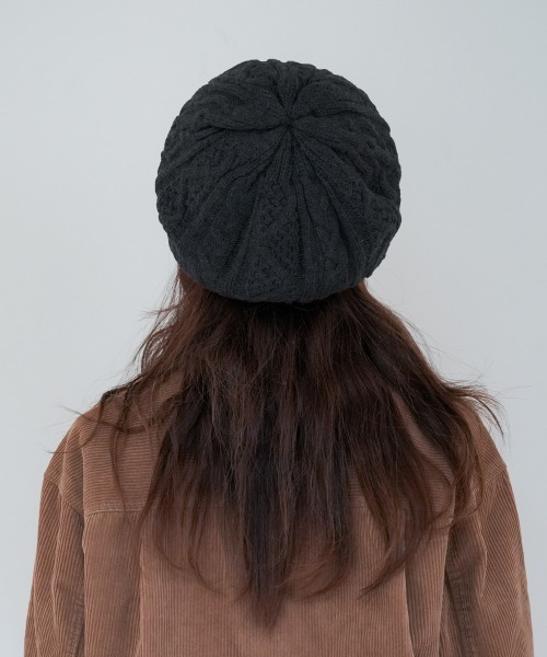 Ruben 帽子 ベレー帽 CABLE KNIT BERET/ケーブル編み ニットベレー帽