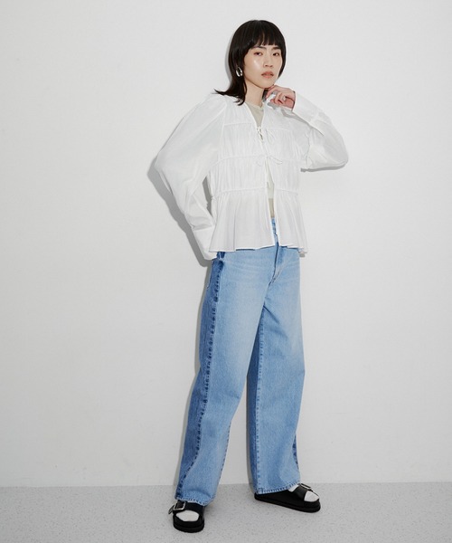 ADAM ET ROPE' 「ADAM ROPE'」 長袖ブラウス FREE ホワイト レディース